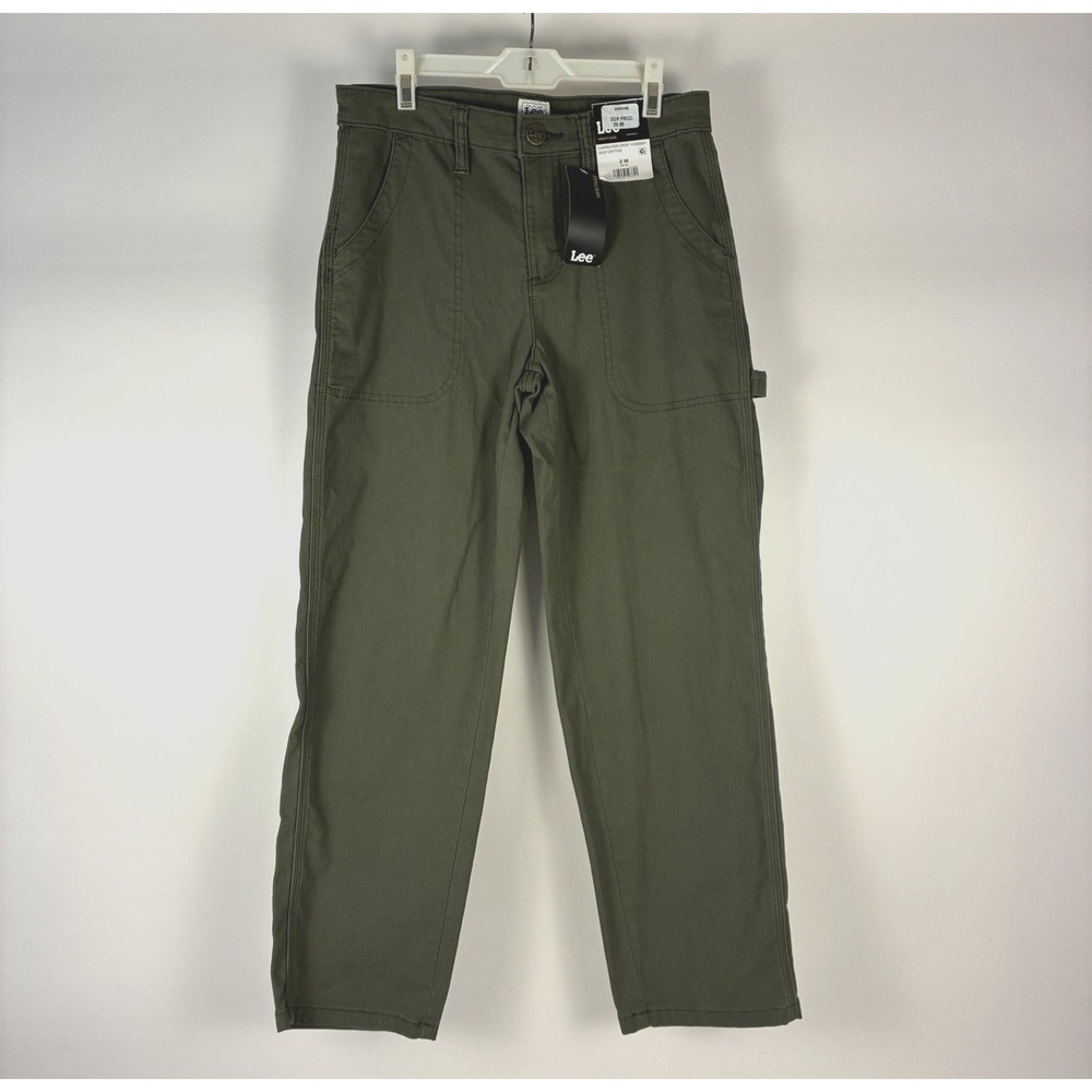 Lee Women's Pants Heritage Sz 2M Green Olive Carpenter Crop Deep Depths Workwear